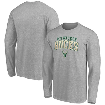Men's Fanatics Heather Gray Milwaukee Bucks Team State Pride Long Sleeve T-Shirt