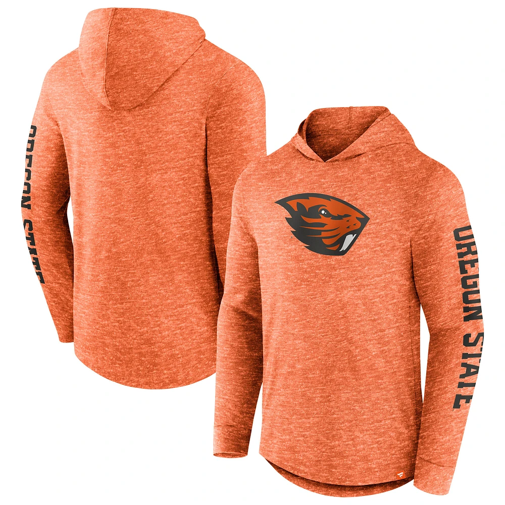 Men's Fanatics Heather Orange Oregon State Beavers Fundamentals Twisted Slub First Play Pullover Hoodie