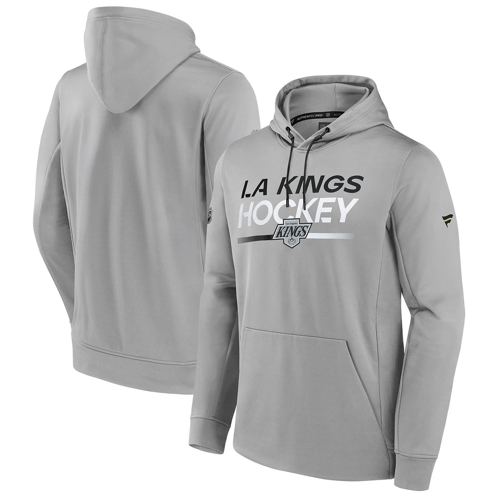 Men's Fanatics Gray Los Angeles Kings Authentic Pro Alternate Logo Fleece Pullover Hoodie