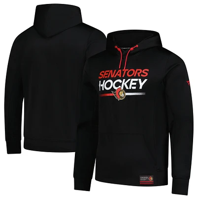 Men's Fanatics Black Ottawa Senators Authentic Pro Fleece Pullover Hoodie