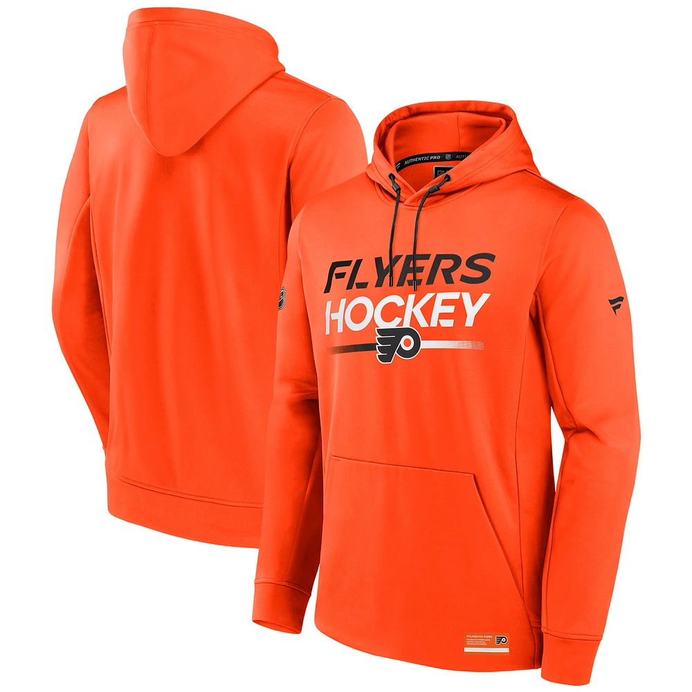 Men's Fanatics Orange Philadelphia Flyers Authentic Pro Fleece Pullover Hoodie