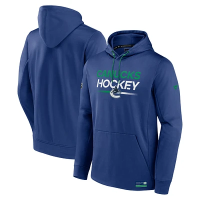 Men's Fanatics Blue Vancouver Canucks Authentic Pro Fleece Pullover Hoodie