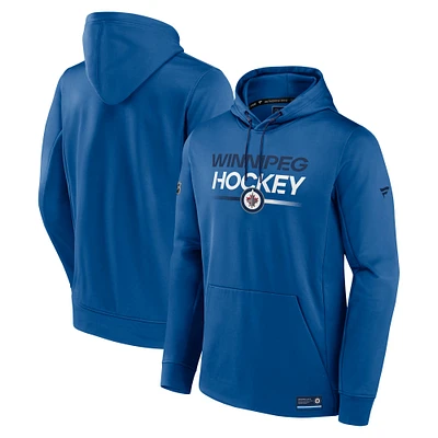 Men's Fanatics Blue Winnipeg Jets Authentic Pro Fleece Pullover Hoodie