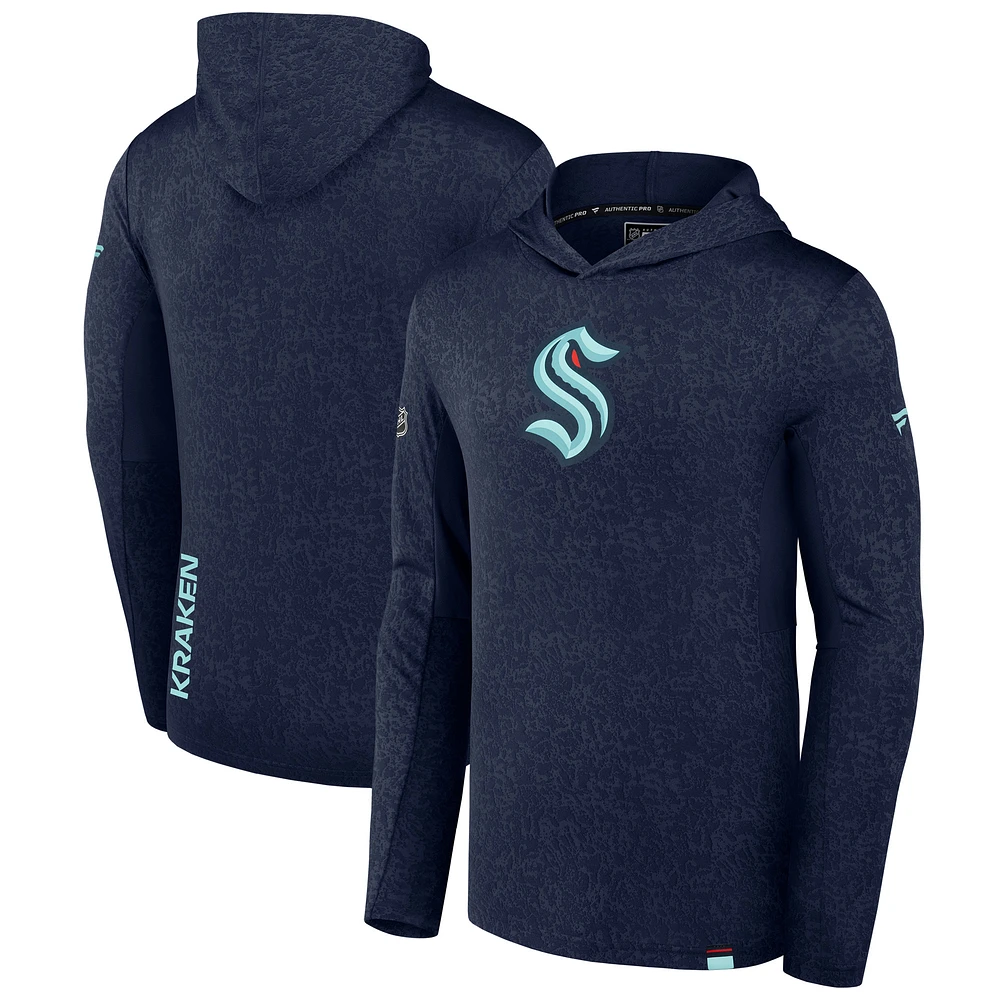 Men's Fanatics Deep Sea Blue Seattle Kraken Authentic Pro Lightweight Pullover Hoodie