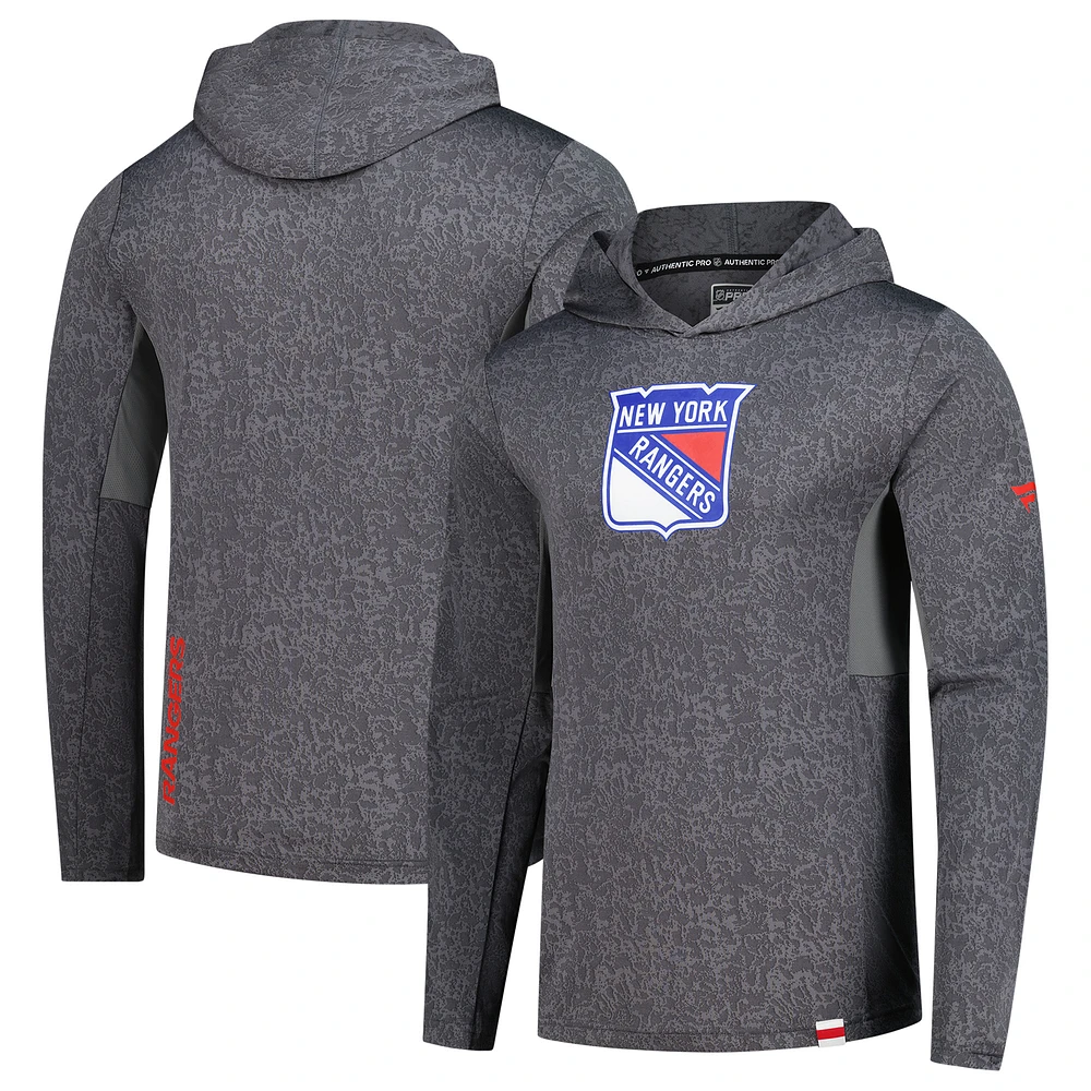 Men's Fanatics Gray New York Rangers Authentic Pro Lightweight Pullover Hoodie