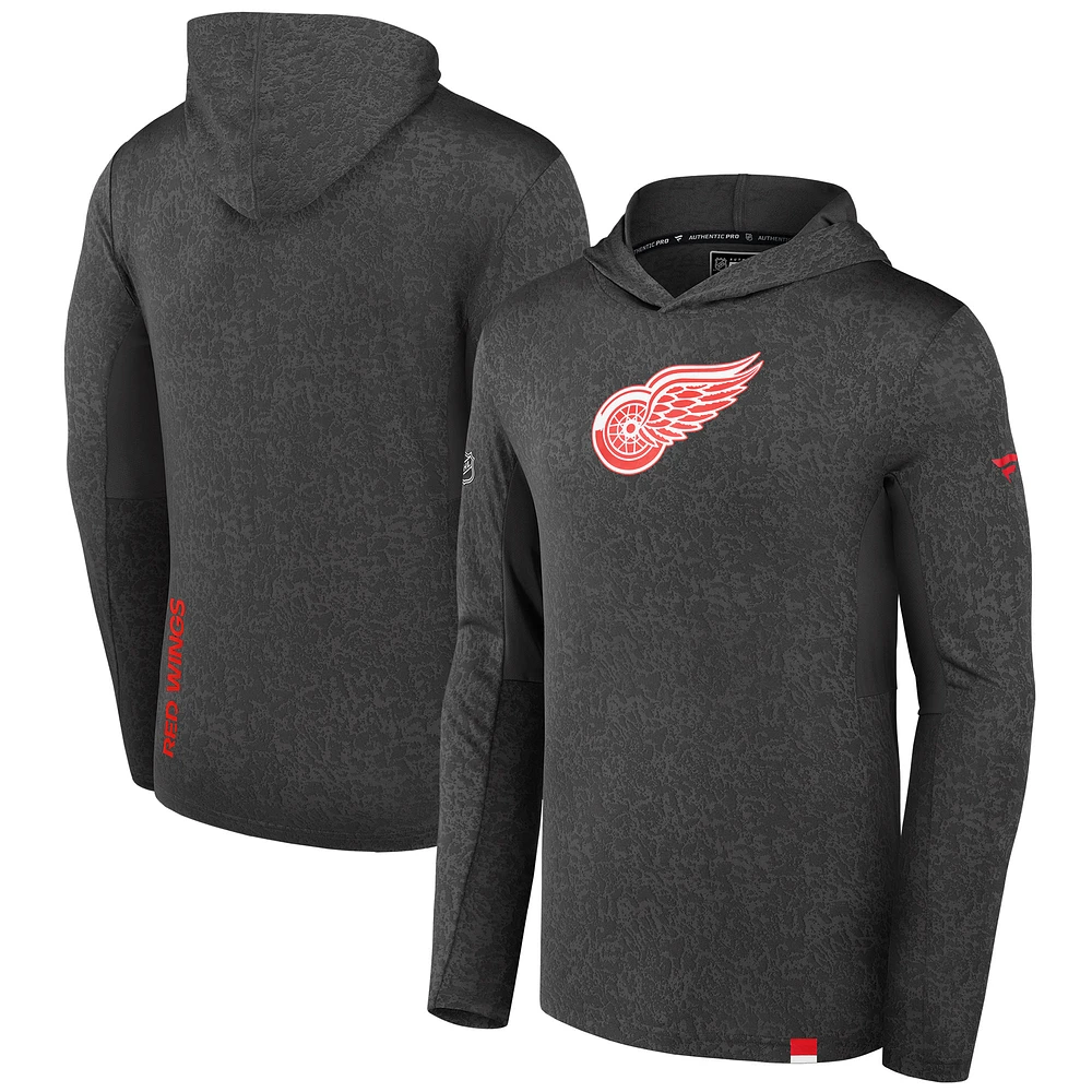 Men's Fanatics Black Detroit Red Wings Authentic Pro Lightweight Pullover Hoodie