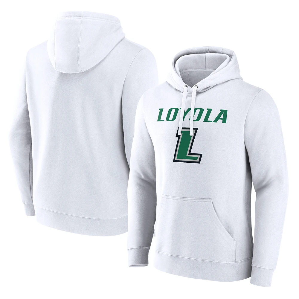 Men's Fanatics White Loyola Greyhounds Primary Logo Pullover Hoodie