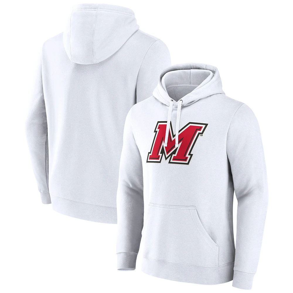 Men's Fanatics White Marist Red Foxes Primary Logo Pullover Hoodie