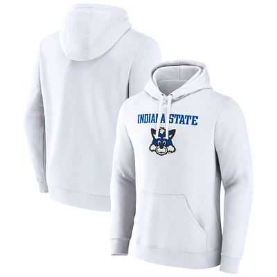 Men's Fanatics White Indiana State Sycamores Primary Logo Pullover Hoodie