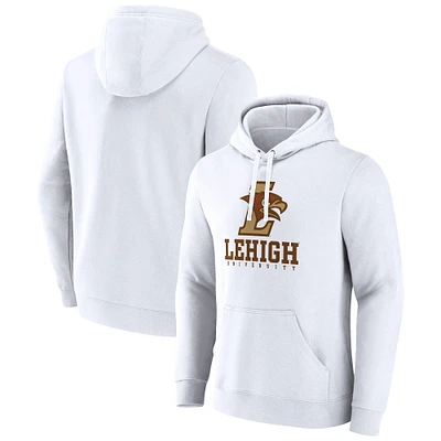 Men's Fanatics White Lehigh Mountain Hawks Primary Logo Pullover Hoodie