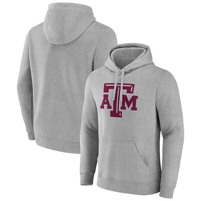 Men's Fanatics Heather Gray Texas A&M Aggies Applique Fleece Pullover Hoodie