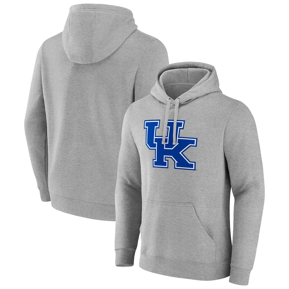Men's Fanatics Heather Gray Kentucky Wildcats Applique Fleece Pullover Hoodie