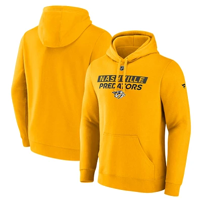 Men's Fanatics Gold Nashville Predators Authentic Pro Fleece Pullover Hoodie