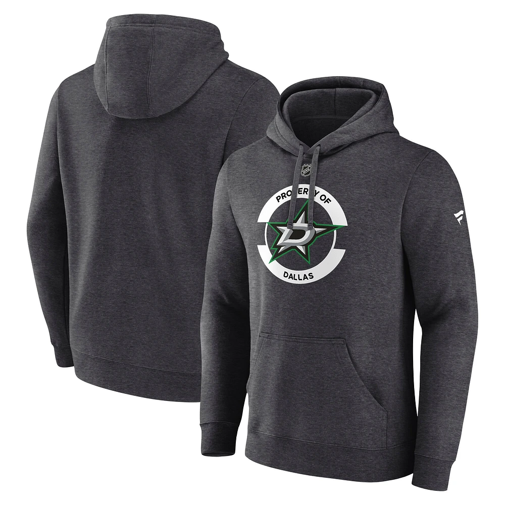 Men's Fanatics Heather Charcoal Dallas Stars Secondary Logo Pullover Hoodie