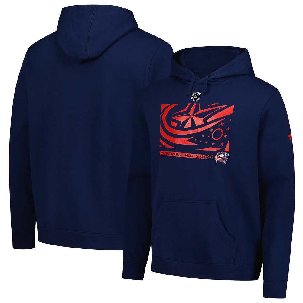 Men's Fanatics Navy Columbus Blue Jackets Authentic Pro Fleece Pullover Hoodie