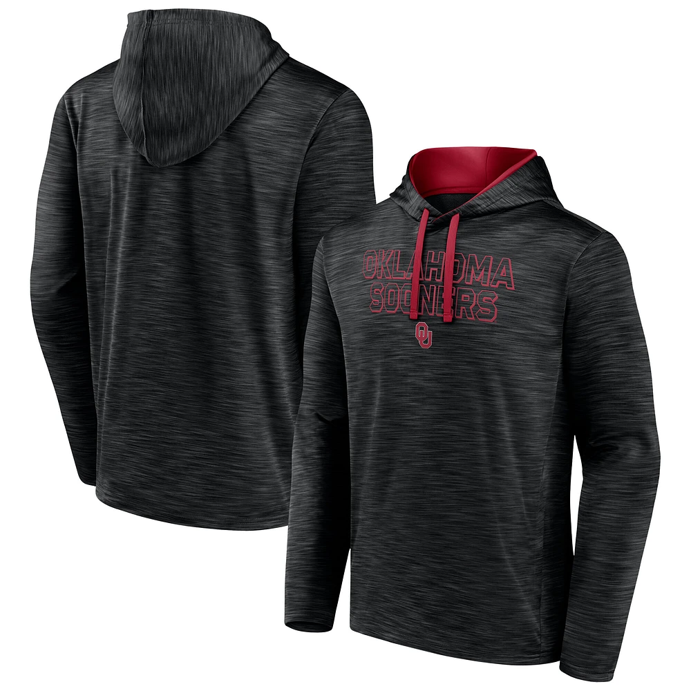 Men's Fanatics Heather Black Oklahoma Sooners Athlete Fleece Pullover Hoodie