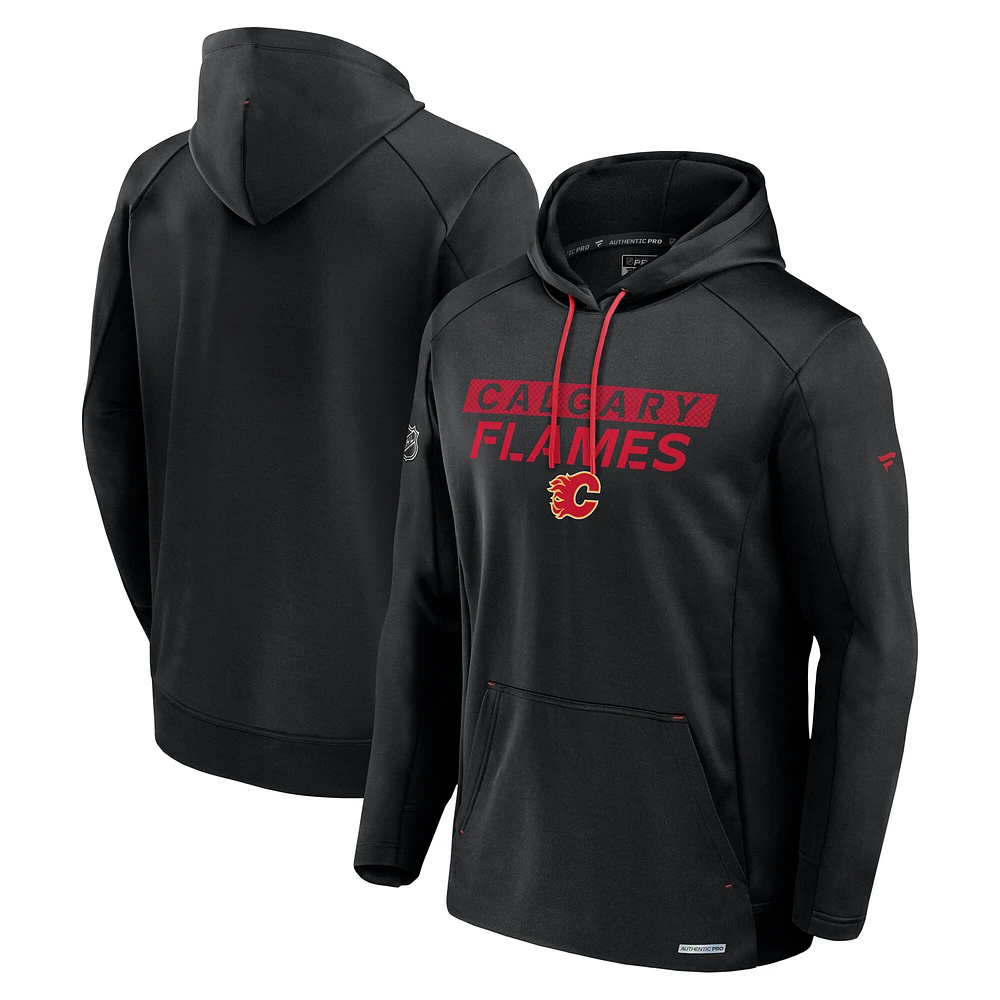 Men's Fanatics Black Calgary Flames Pro Rink Fleece Pullover Hoodie