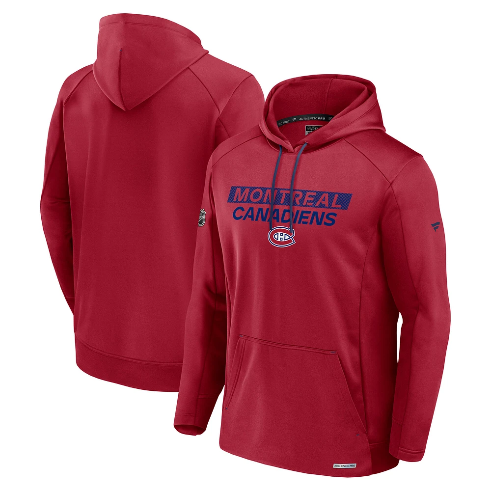 Men's Fanatics Red Montreal Canadiens Pro Rink Fleece Pullover Hoodie