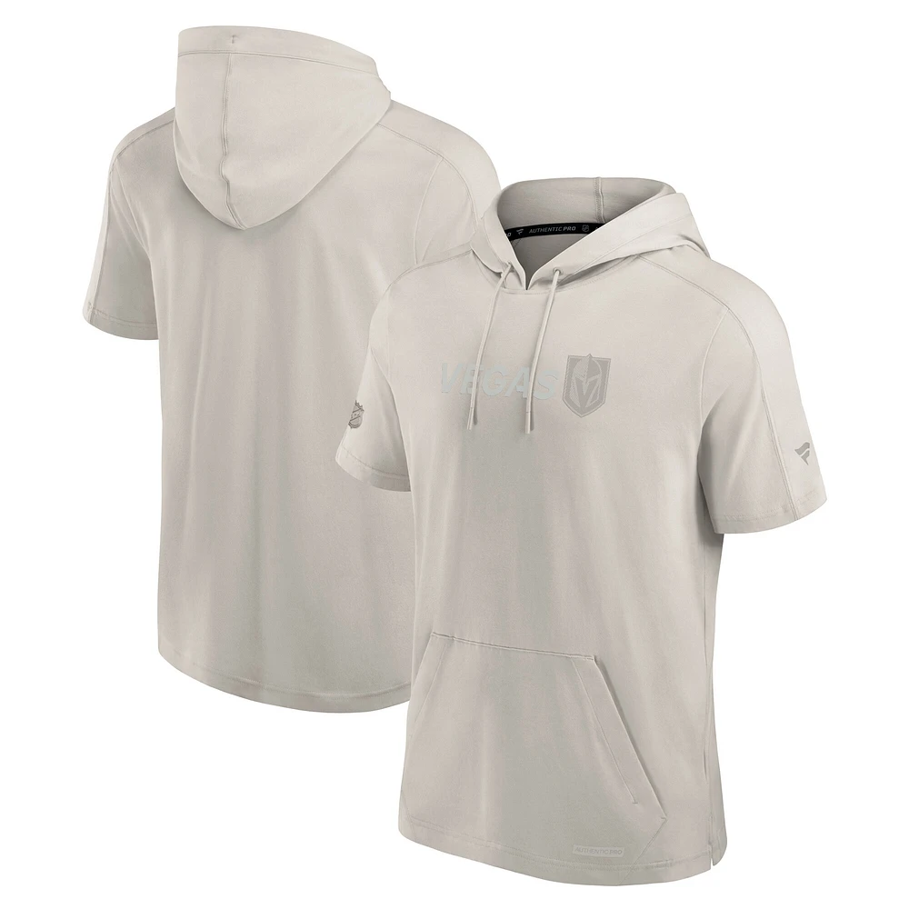 Men's Fanatics Light Gray Vegas Golden Knights Authentic Pro Road Short Sleeve Pullover Hood