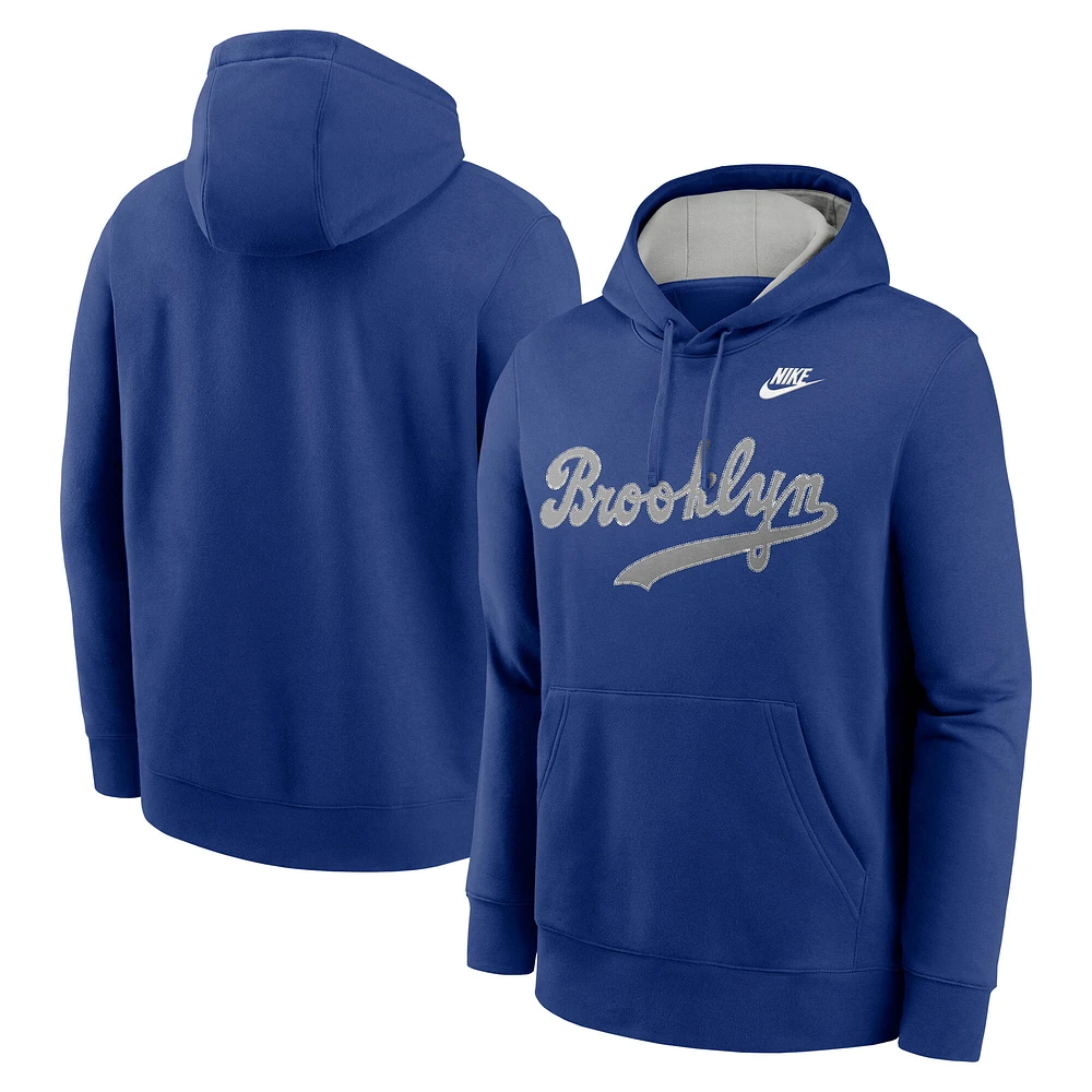 Men's Nike Royal Brooklyn Dodgers Rewind Club Logo Pullover Hoodie