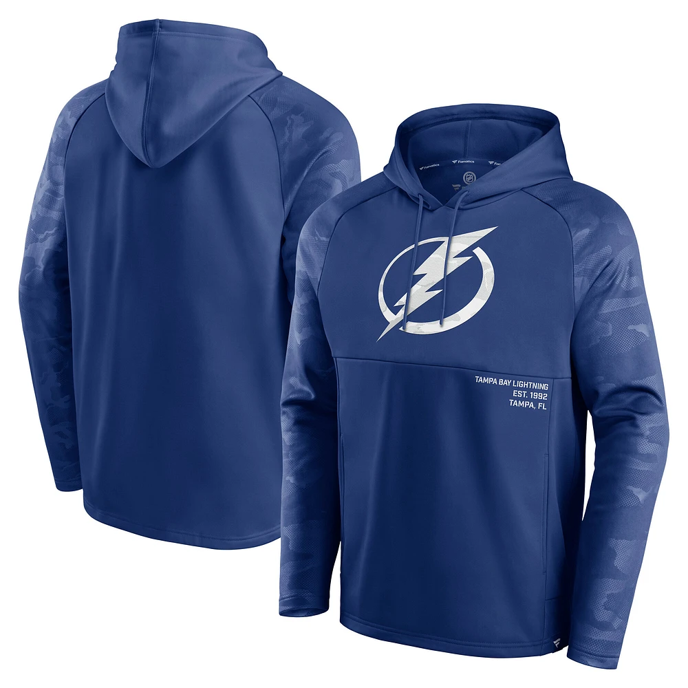 Men's Fanatics Blue Tampa Bay Lightning Shade Defender Raglan Pullover Hoodie
