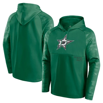 Men's Fanatics Kelly Green Dallas Stars Shade Defender Raglan Pullover Hoodie