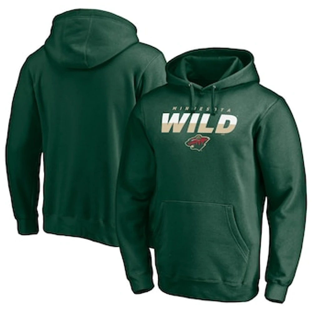 Men's Fanatics Green Minnesota Wild Block Party Elevate Play Fleece Pullover Hoodie
