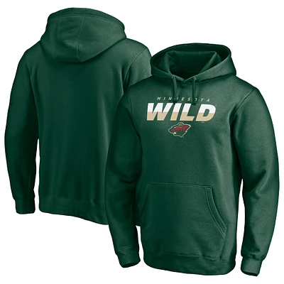 Men's Fanatics Green Minnesota Wild Block Party Elevate Play Fleece Pullover Hoodie