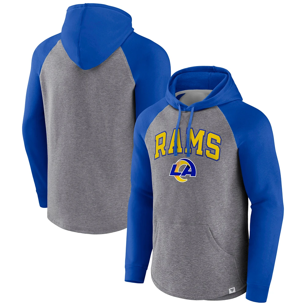 Men's Fanatics Heather Gray Los Angeles Rams True Classics Fleece Raglan Pullover Hoodie