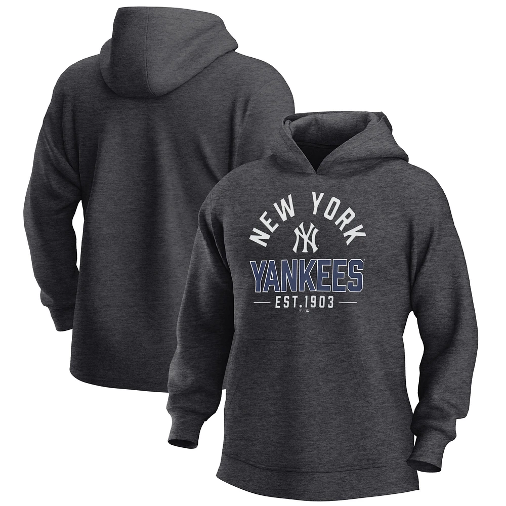 Men's Fanatics Heather Charcoal New York Yankees Fleece Pullover Hoodie