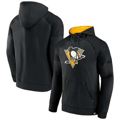 Men's Fanatics Black Pittsburgh Penguins Iconic Defender Raglan Pullover Hoodie