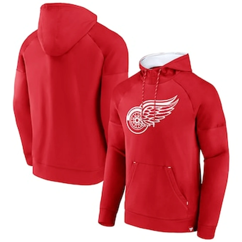 Men's Fanatics Red Detroit Wings Iconic Defender Raglan Pullover Hoodie