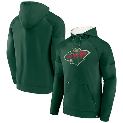 Men's Fanatics Green Minnesota Wild Iconic Defender Raglan Pullover Hoodie