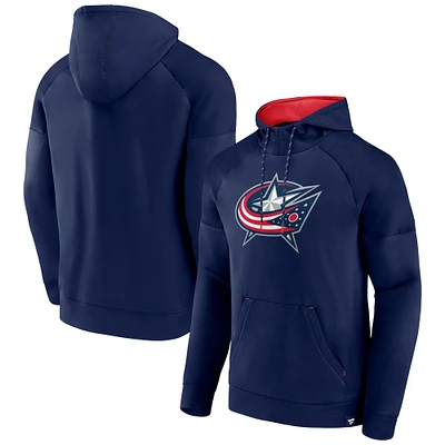 Men's Fanatics Navy Columbus Blue Jackets Iconic Defender Raglan Pullover Hoodie