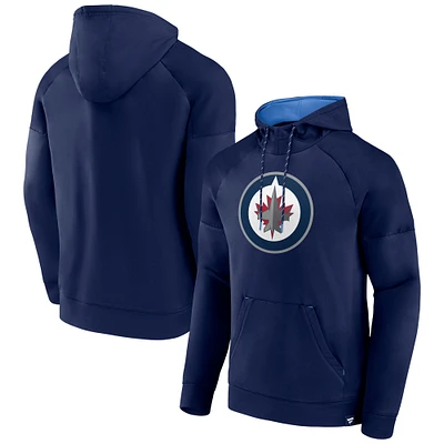 Men's Fanatics Navy Winnipeg Jets Iconic Defender Raglan Pullover Hoodie