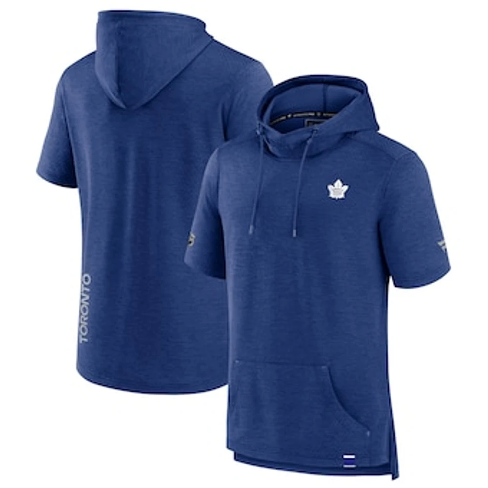 Men's Fanatics Heather Blue Toronto Maple Leafs Authentic Pro Short Sleeve Pullover Hoodie