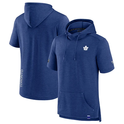 Men's Fanatics Heather Blue Toronto Maple Leafs Authentic Pro Short Sleeve Pullover Hoodie