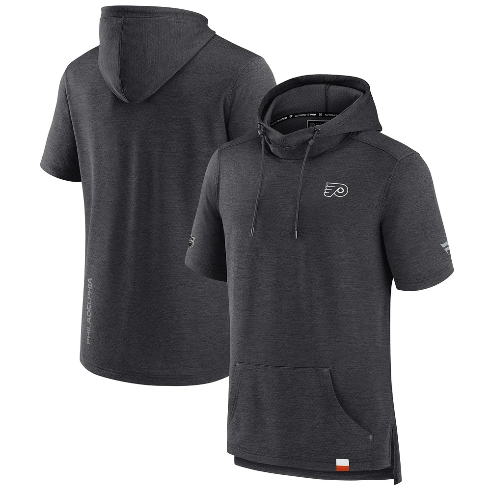 Men's Fanatics Heather Charcoal Philadelphia Flyers Authentic Pro Pullover Hoodie
