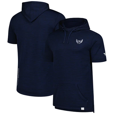 Men's Fanatics Heather Navy Washington Capitals Authentic Pro Short Sleeve Pullover Hoodie