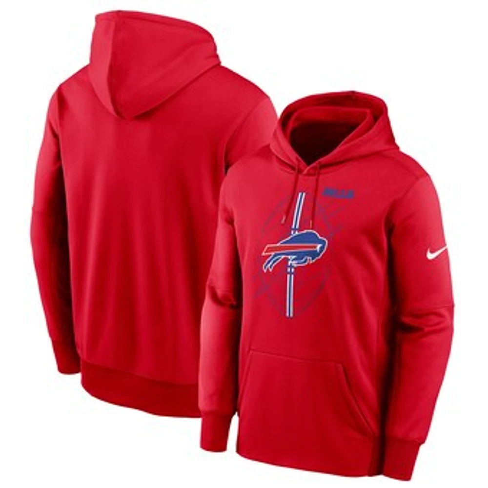 Men's Nike Red Buffalo Bills Performance Fleece Pullover Hoodie