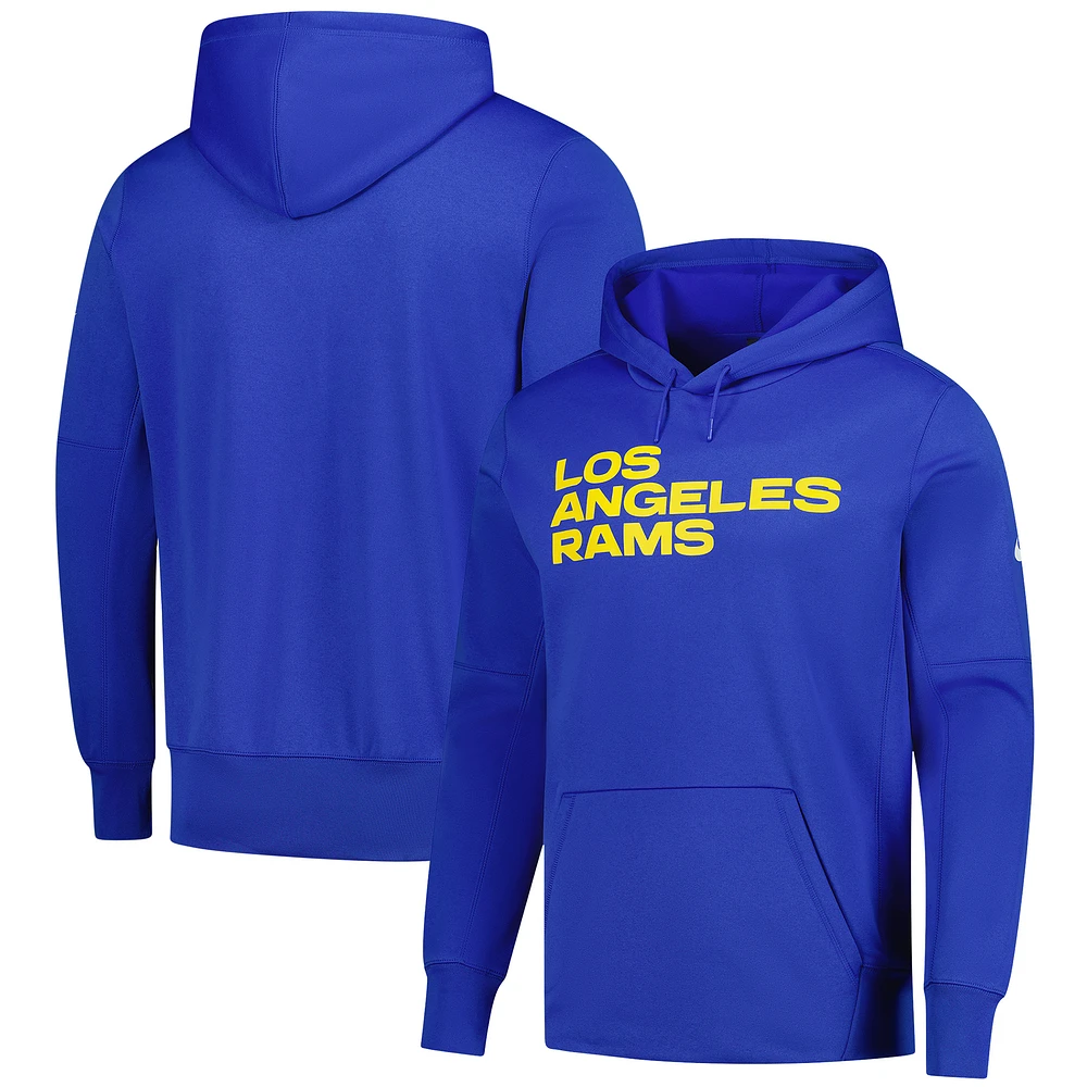 Men's Nike Royal Los Angeles Rams Wordmark Performance Pullover Hoodie