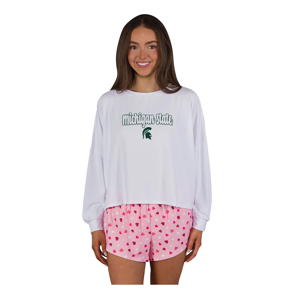 Women's Concepts Sport Michigan State Spartans Lyric Knit Long Sleeve Top & Short Set