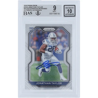 Jonathan Taylor Indianapolis Colts Autographed 2020 Panini Prizm #332 Beckett Fanatics Witnessed Authenticated 9/10 Rookie Card