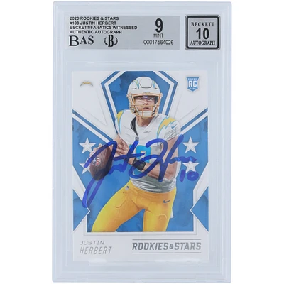 Justin Herbert Los Angeles Chargers Autographed 2020 Panini Rookies & Stars #103 Beckett Fanatics Witnessed Authenticated /10 Rookie Card
