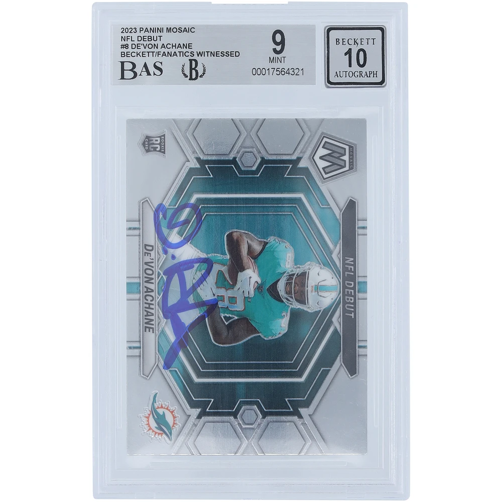 De'Von Achane Miami Dolphins Autographed 2023 Panini Mosaic NFL Debut #ND-8 Beckett Fanatics Witnessed Authenticated /10 Rookie Card