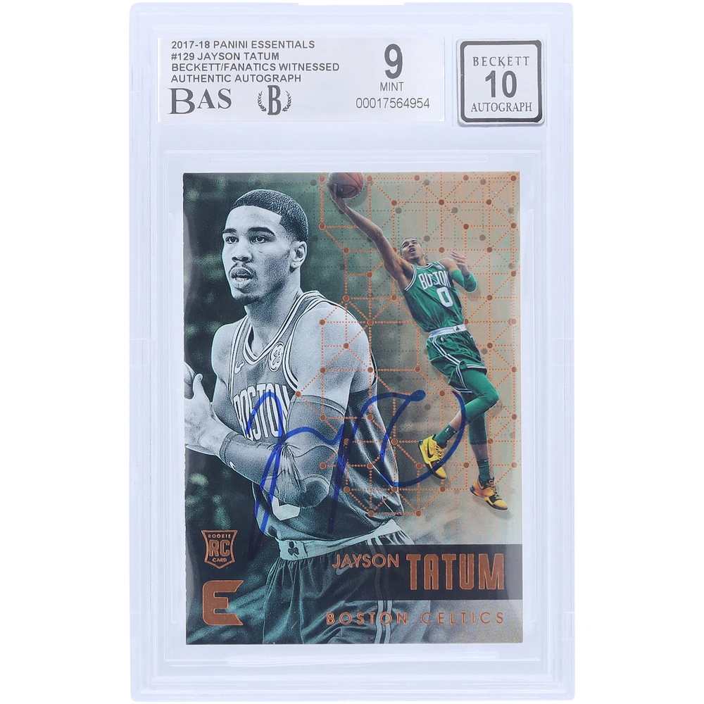 Jayson Tatum Boston Celtics Autographed 2017-18 Panini Essentials #129 Beckett Fanatics Witnessed Authenticated /10 Rookie Card