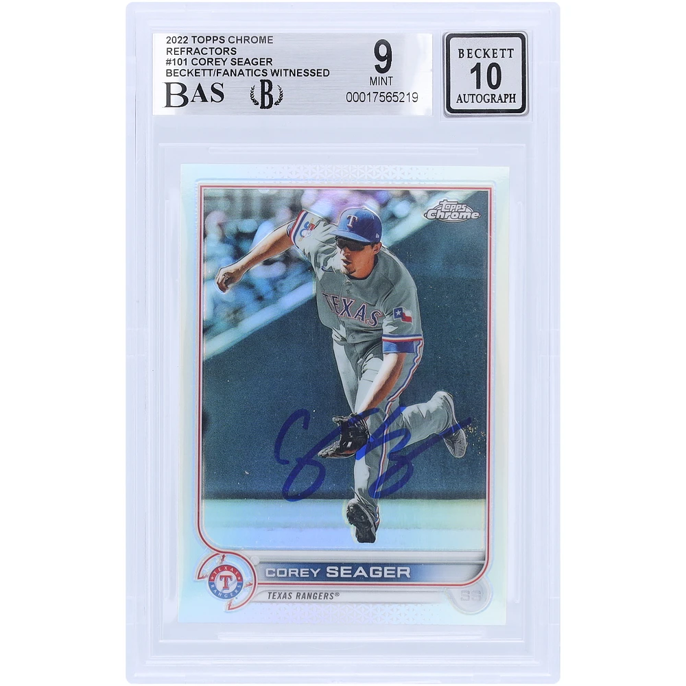 Corey Seager Texas Rangers Autographed 2022 Topps Chrome Refractor #101 Beckett Fanatics Witnessed Authenticated /10 Card