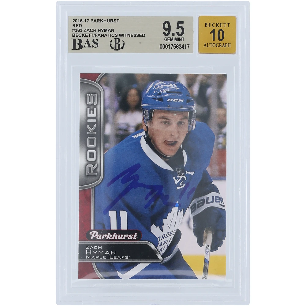 Zach Hyman Toronto Maple Leafs Autographed 2016-17 Upper Deck Parkhurst #363 Beckett Fanatics Witnessed Authenticated /10 Rookie Card