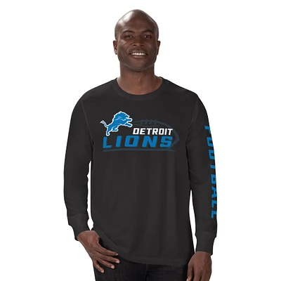 Men's Starter Black Detroit Lions Half Time Long Sleeve T-Shirt