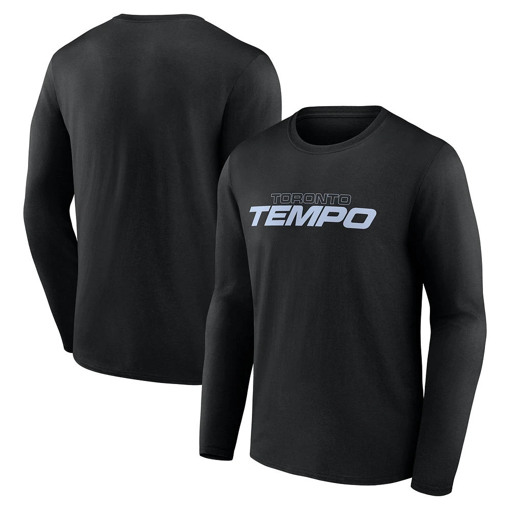 Men's Black Toronto Tempo Team Wordmark Long Sleeve T-Shirt